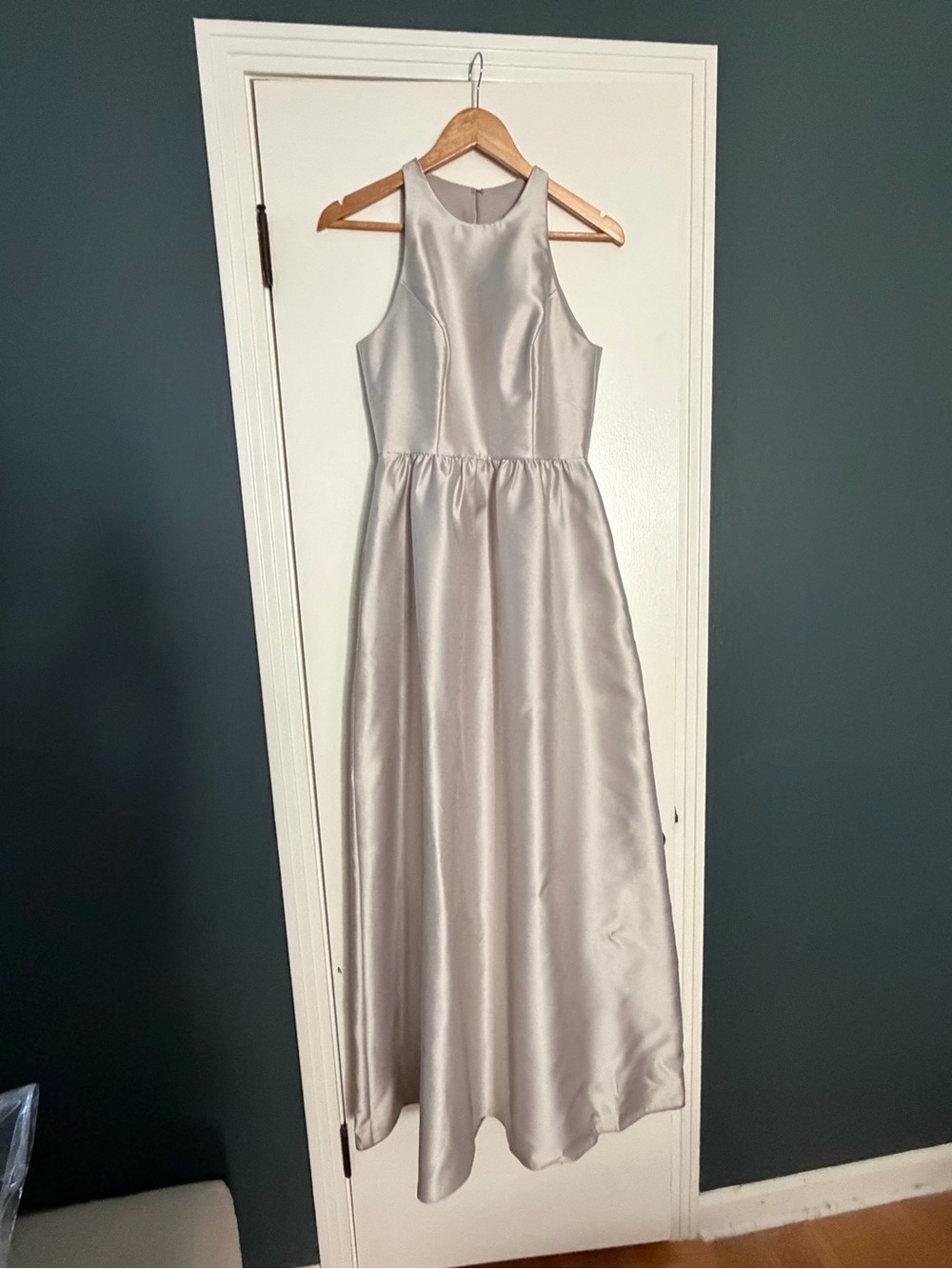 Elegant Oyster Color Halter Bridesmaid Maxi Dress